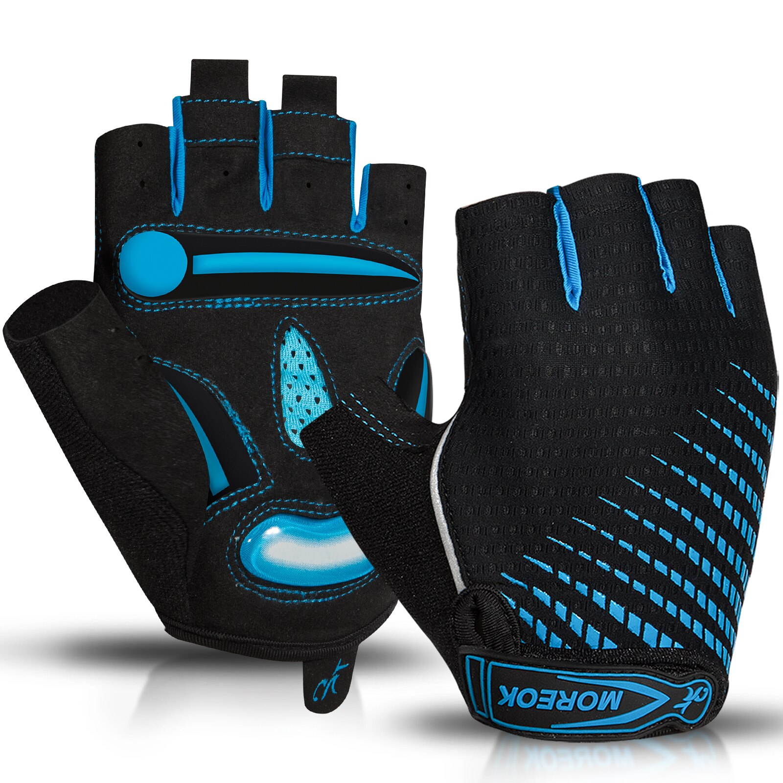 Cycling Glove Padded - Moreokサイクリング用手袋,通気性のある自転車用手袋,5mmゲルパッド滑り止めマウンテンバイク用手袋mtbロードバイク用手袋男性用女性用
