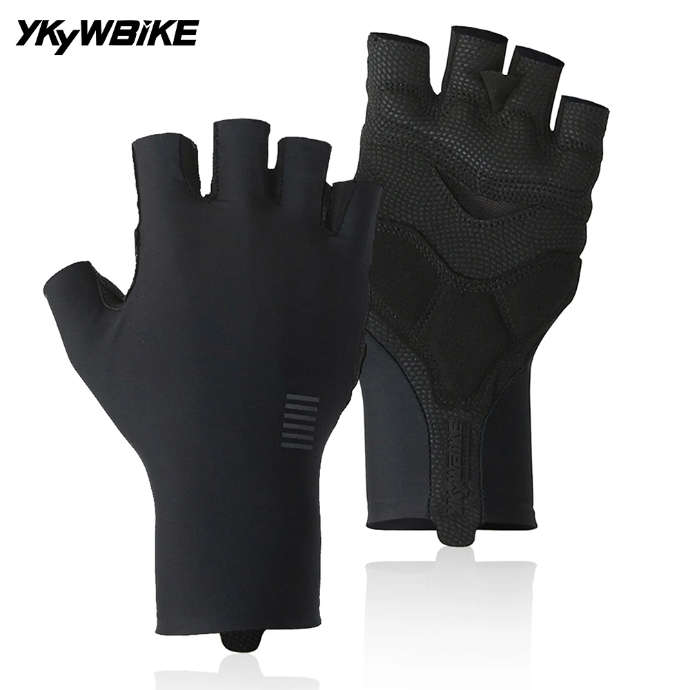 Cycling Glove Padded - Ykywbike-男性用の通気性のある耐衝撃性サイクリンググローブ、mtbバイクグローブ、ハーフフィンガースポーツライディンググローブ、自転車グローブ、304