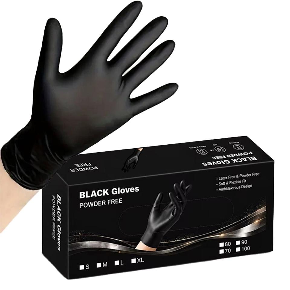 Latex Disposable Glove - 100枚入り/箱 ブラックニトリル手袋 使い捨て手袋 ラテックスフリー ソフトストレッチ手袋 タトゥーサロン
