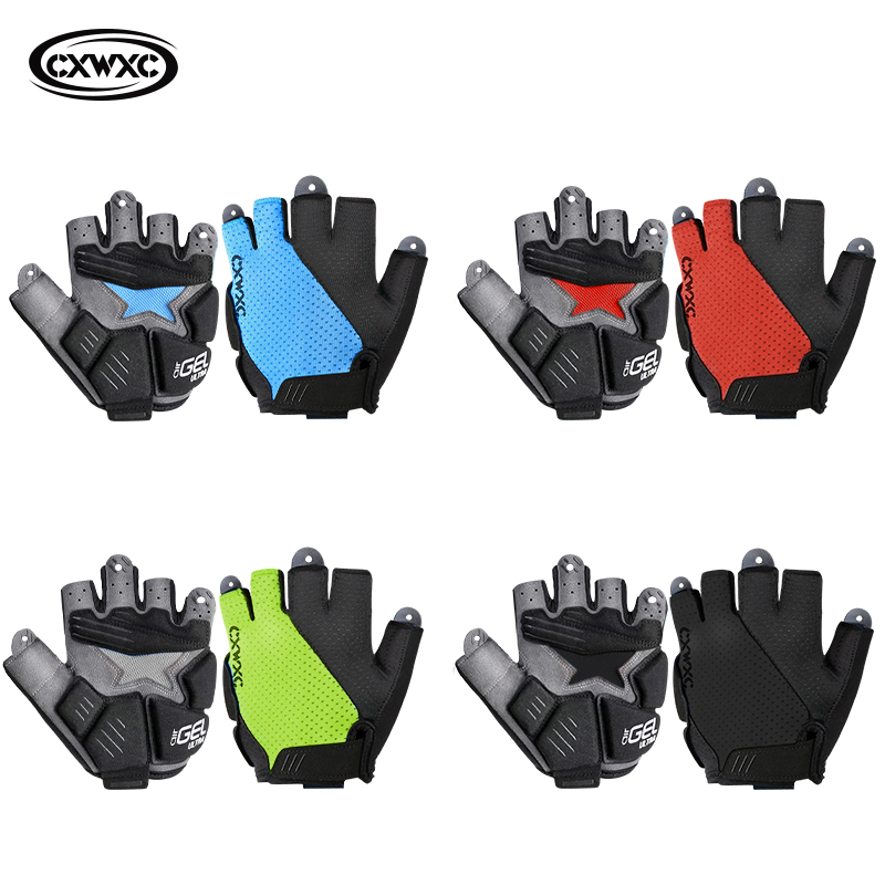 Cycling Glove Padded - Cxwxc-超厚手のジェルパームパッド,マウンテンバイクおよびロードバイク用のハーフフィンガーミトン,ハイキング,釣り,登山用の耐衝撃スポーツグローブ