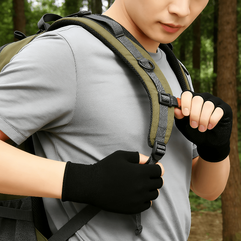 ブラックニットハーフフィンガーグローブ、通気性のあるストレッ - Fingerless Glove Knit のレビューと価格