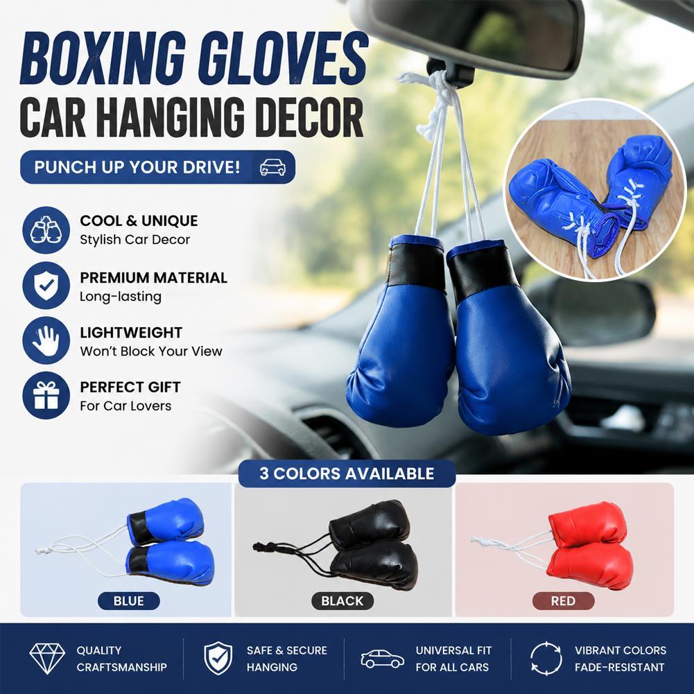 ミニボクシンググローブ車のバックミラー吊り下げ飾りブルーレザ - Leather Driving Glove のレビューと価格