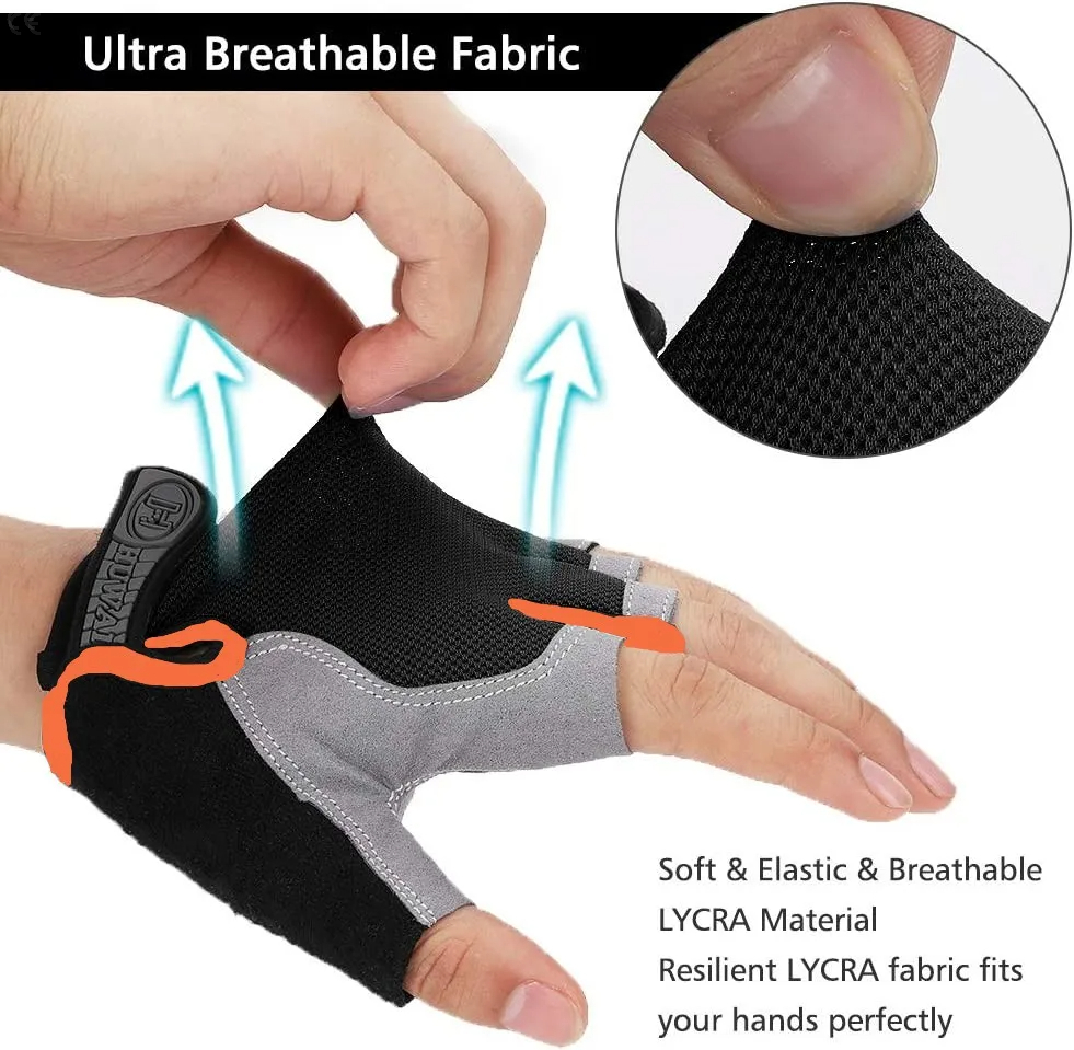 1 ペアアンチスリップサイクリング手袋通気性ハーフフィンガー - Cycling Glove Padded のレビューと価格