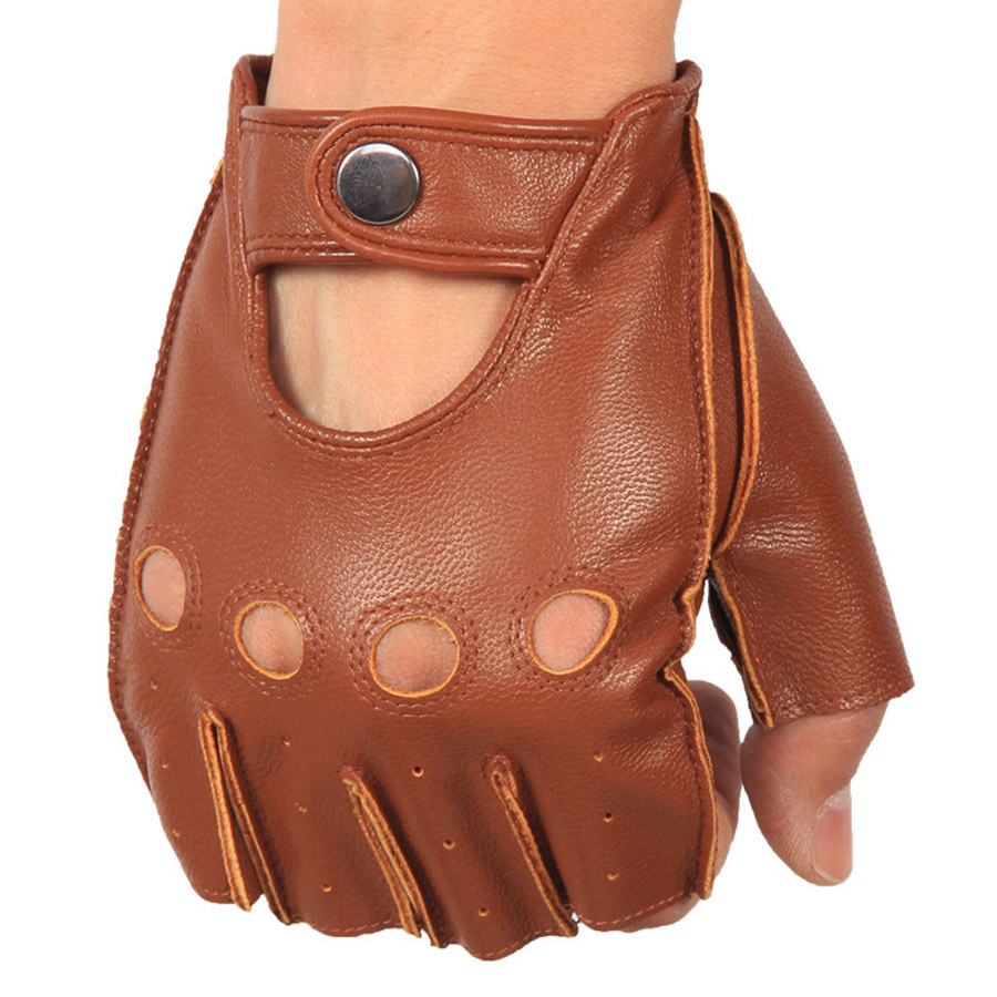 高品質男性のハーフフィンガーグローブ通気性ノンスリップフィッ - Leather Driving Glove のレビューと価格