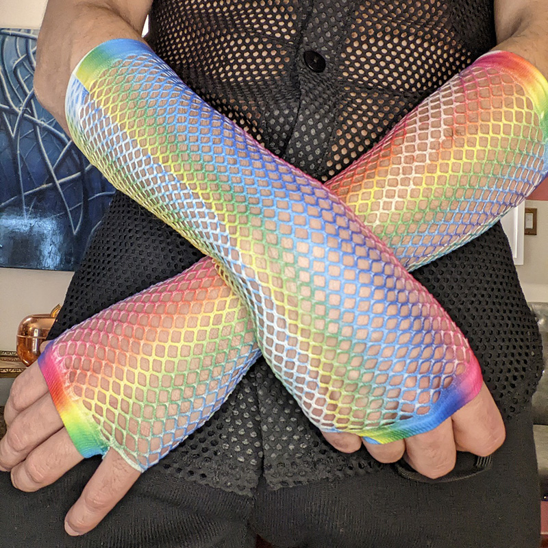 1組 レディース ロングフィッシュネットグローブ 指なしメッ - Fingerless Glove Knit のレビューと価格