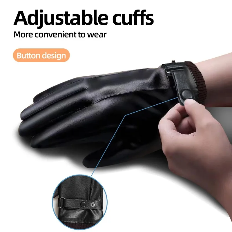 シンプルな高級メンズグローブ PUレザー 防風・防水 暖かい - Leather Driving Glove のレビューと価格